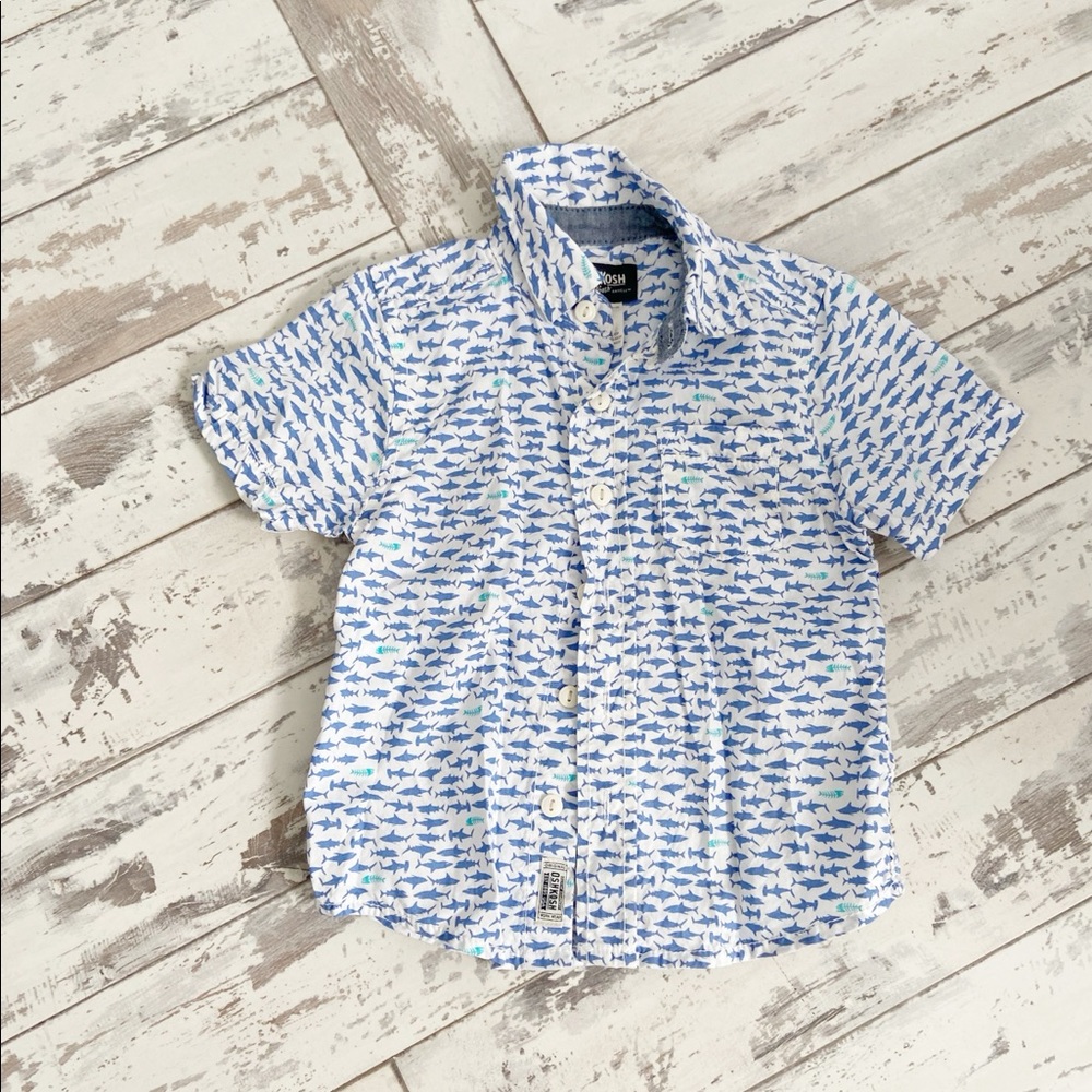 Shark pattern Oshkosh button up size 2t